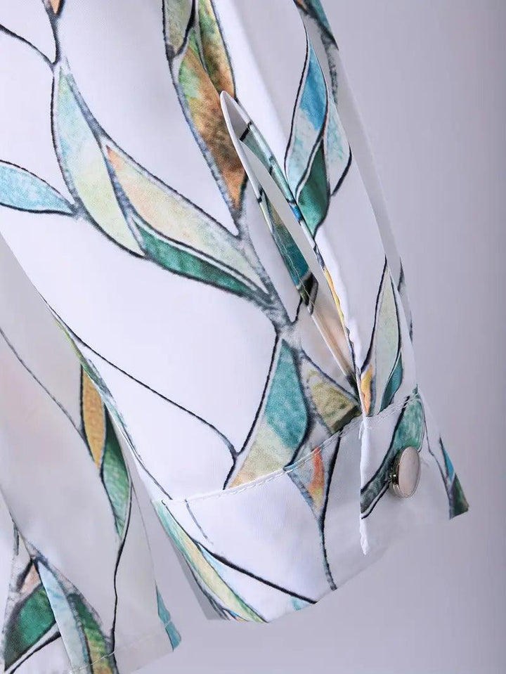Trendy women's blouse with abstract pattern and button placket – Marlene-White-XS-State of Style