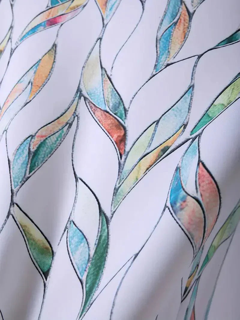 Trendy women's blouse with abstract pattern and button placket – Marlene-White-XS-State of Style