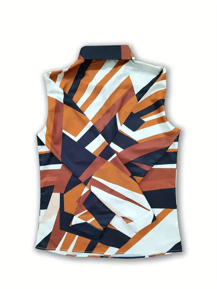 Trendy women's blouse with abstract pattern and button placket – Marlene-White-XS-State of Style
