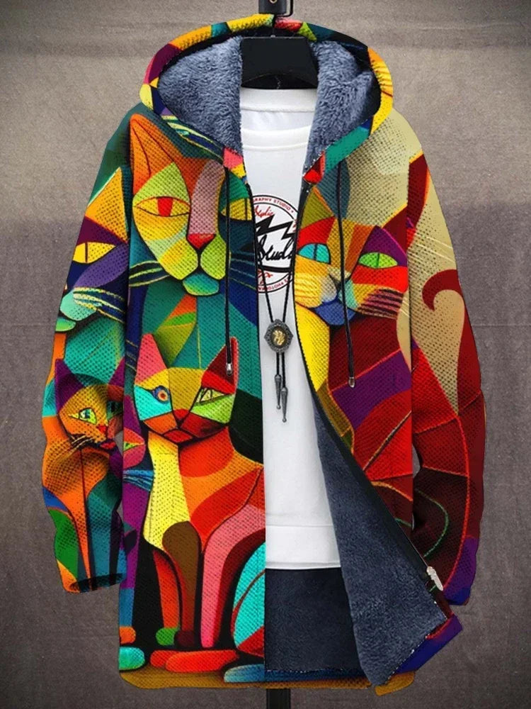 Trendy Women's Coat with Artistic Print - Isa-Style 2-S-State of Style