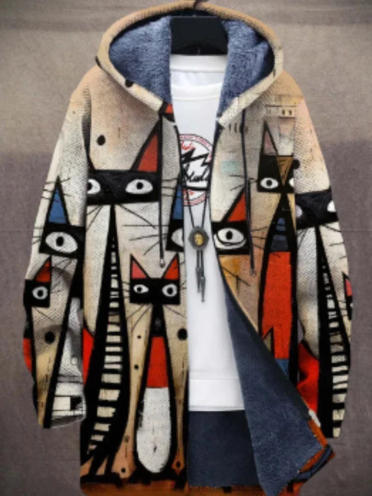 Trendy Women's Coat with Artistic Print - Isa-Style 4-S-State of Style