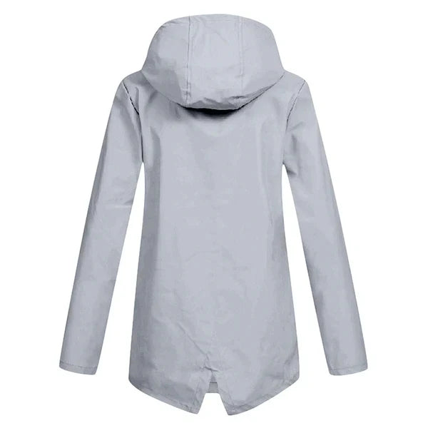 Trendy Women's Rain Jacket with Hood - Liora-Beige-S-State of Style