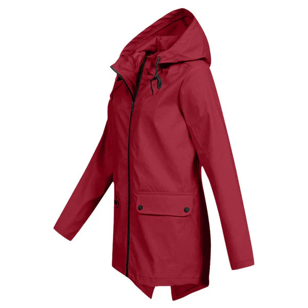 Trendy Women's Rain Jacket with Hood - Liora-Beige-S-State of Style