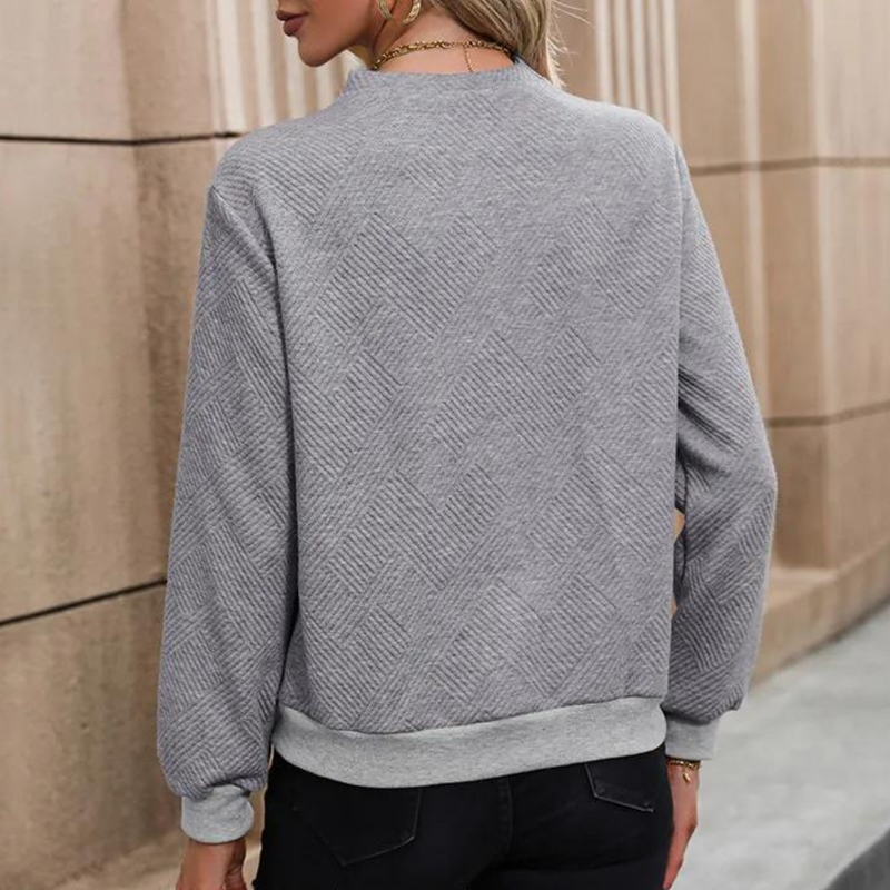 Trendy Women's Sweater with Accent Buttons - Elena-Blue-XS-State of Style