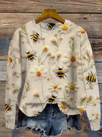 Trendy Women’s Sweater with Bee Pattern - Sophie-Apricot-S-State of Style