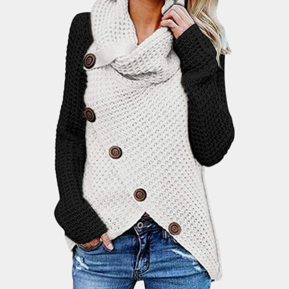 Trendy Women's Sweater with Unique Asymmetrical Knot Detail - Faye-Black-XS-State of Style