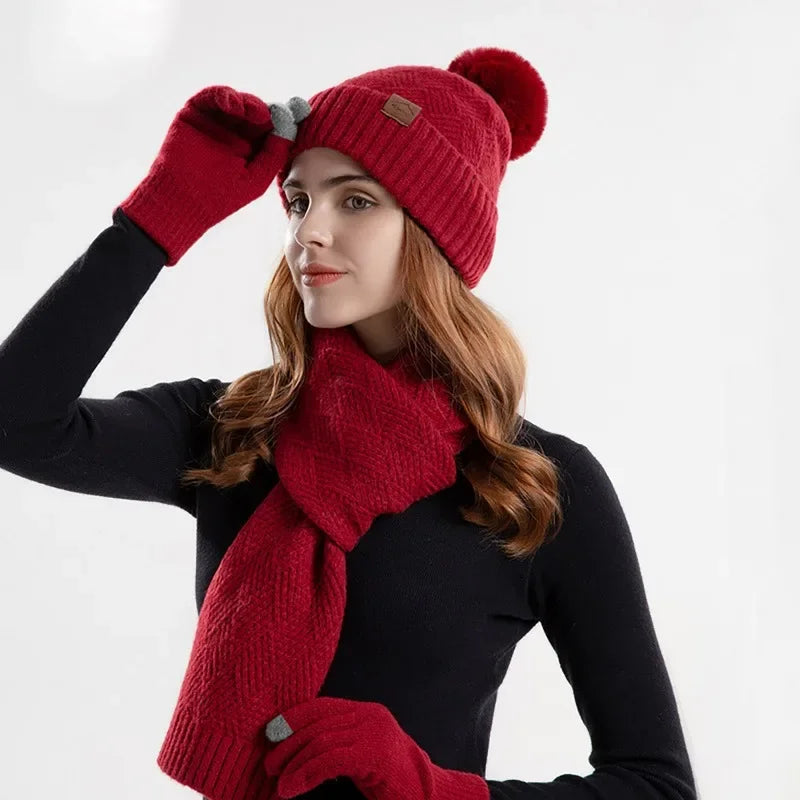 Trendy Women's Winter Beanie Set - Lara-Blue-State of Style