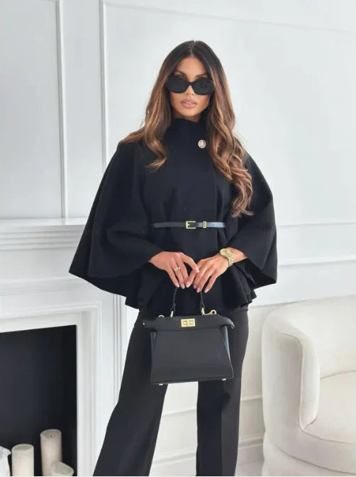 Trendy Wool Women's Coat - Sophia-Black-S-State of Style