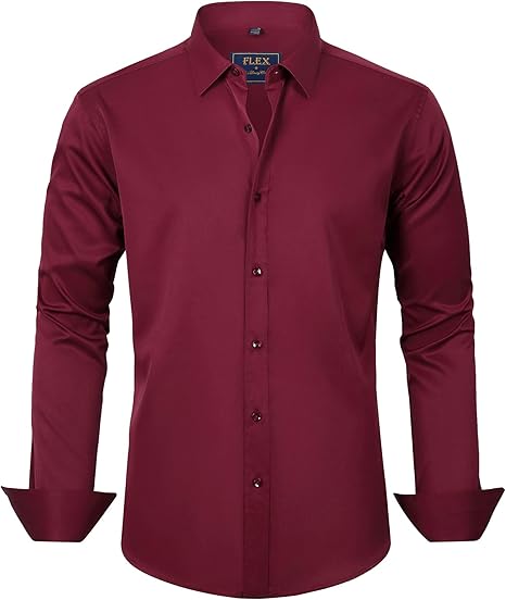 Trendy Wrinkle-Free Men's Shirt - Tom-Burgundy-S-State of Style