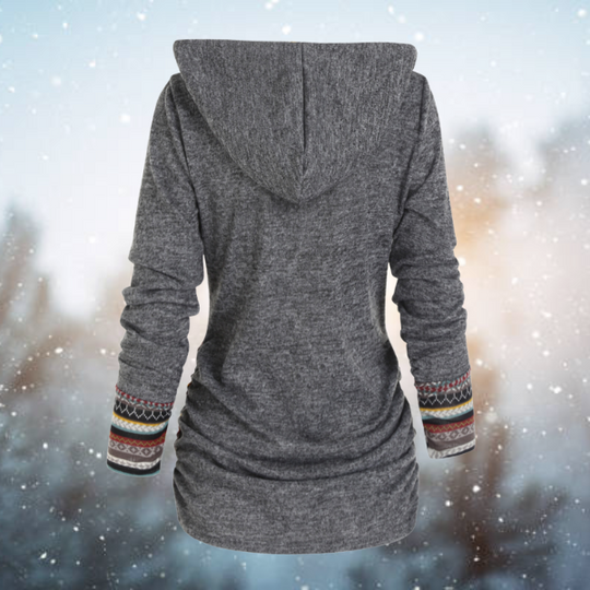 Tribal Hoodie with Geometric Pattern – Naïma-Grey-S-State of Style