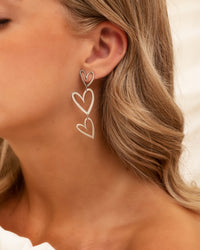 Triple Heart Pendant Earrings-Gold-plated-State of Style