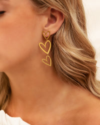 Triple Heart Pendant Earrings-Gold-plated-State of Style