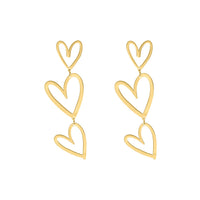 Triple Heart Pendant Earrings-Gold-plated-State of Style