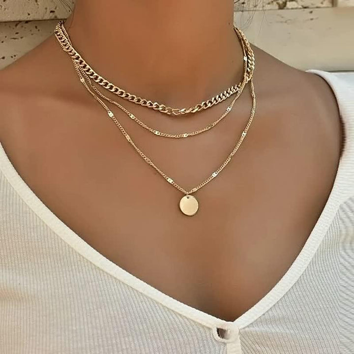 Triple Layered Necklace Set - Elegant & Versatile Jewellery for Women-Gold-State of Style