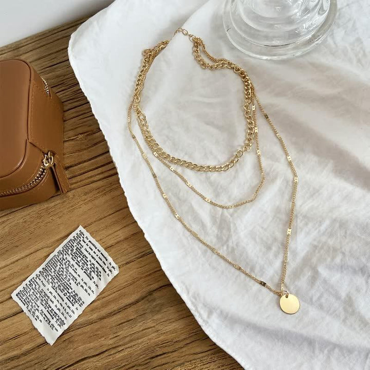 Triple Layered Necklace Set - Elegant & Versatile Jewellery for Women-Gold-State of Style