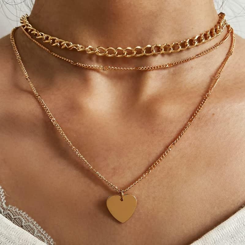 Triple Layered Necklace Set - Elegant & Versatile Jewellery for Women-Rose Gold-State of Style