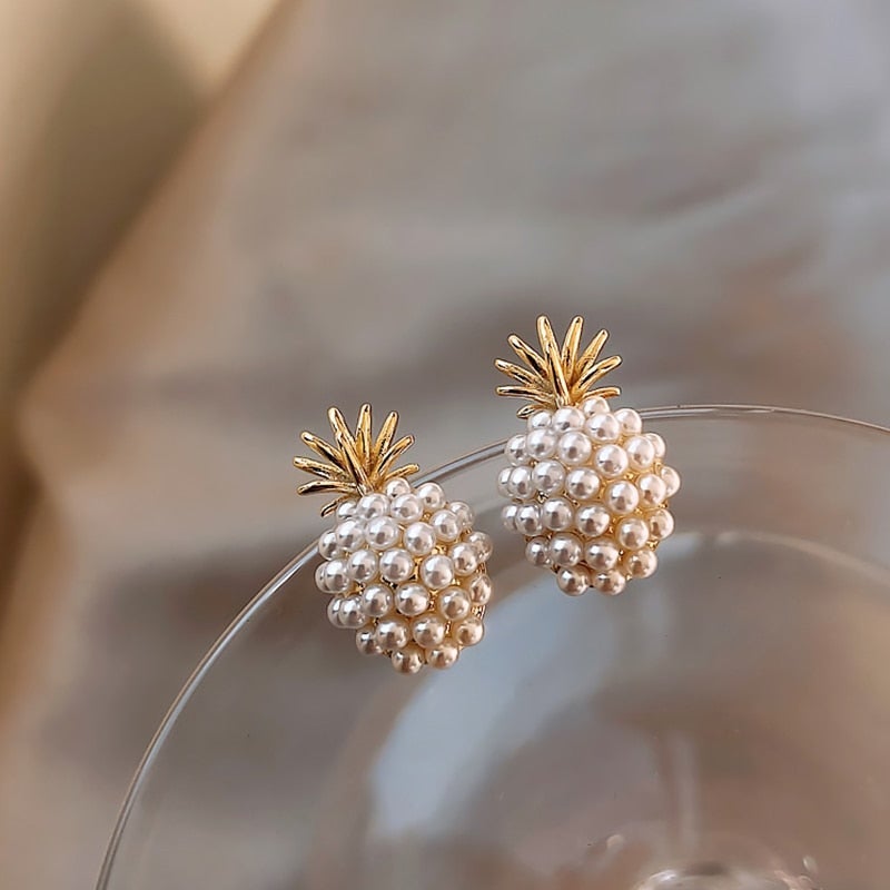 Tropical Pineapple and Pearl Earrings - Leilani-State of Style