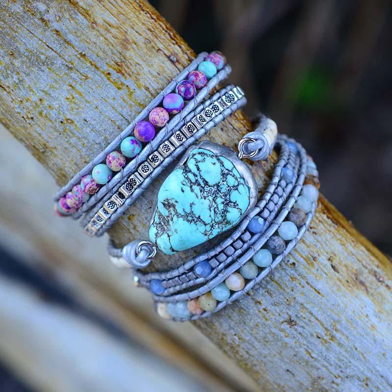 Turquoise Healing and Protection Wrap Bracelet - Selina-State of Style