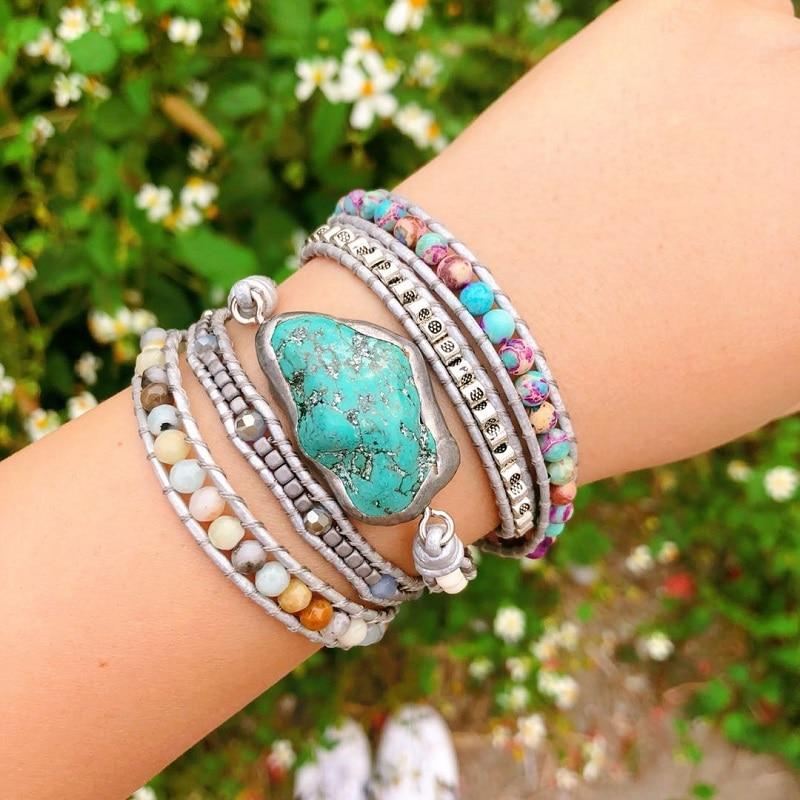 Turquoise Healing and Protection Wrap Bracelet - Selina-State of Style