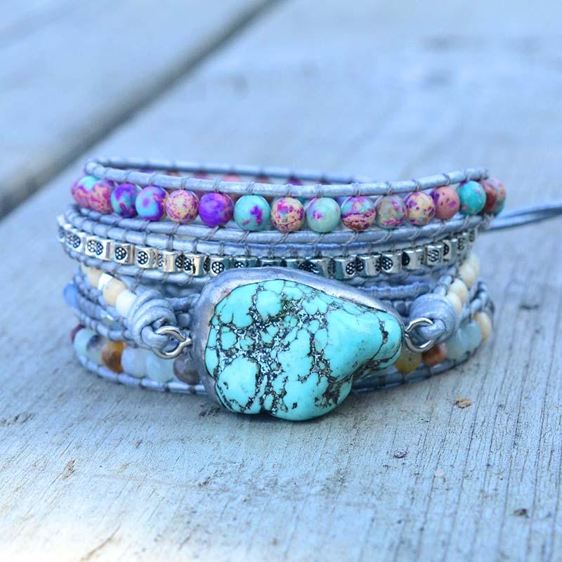 Turquoise Healing and Protection Wrap Bracelet - Selina-State of Style