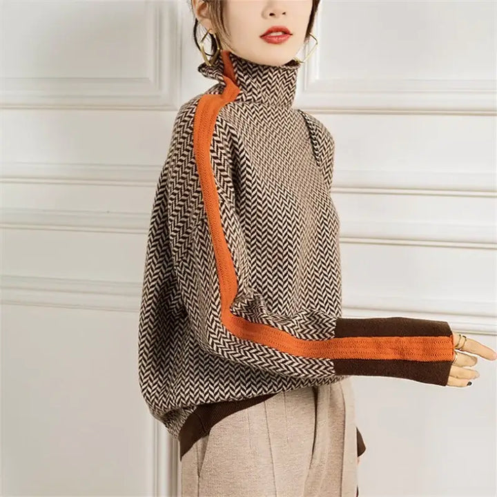 Ladies' roll neck sweater made of soft knit - Amira
