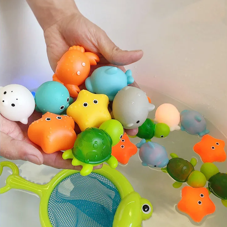 Twinkling Bath Buddies Set - Theodore-4 Bath Toys + Scoop Net-State of Style
