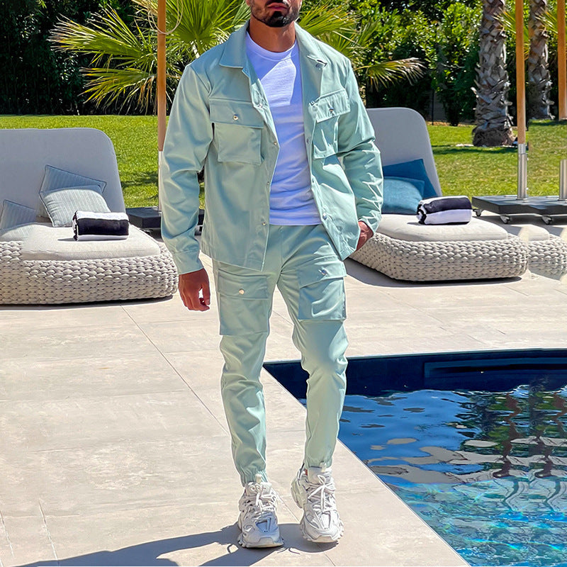Two-Piece Cargo Set for Men - NomadCargo-Green-S-State of Style