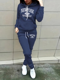 Two-Piece Hoodie Set with New York Print - Noelle-S-State of Style