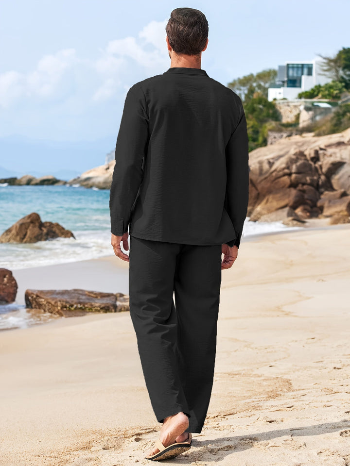 Two-piece linen set for men – Milo-White-S-State of Style