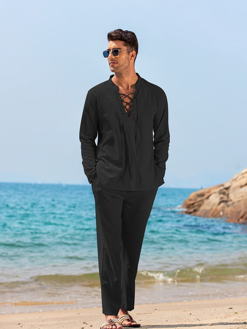 Two-piece linen set for men – Milo-White-S-State of Style