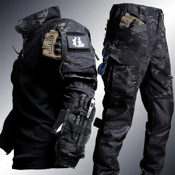 Two-Piece Men's Army Outfit - Logan-Black-S-State of Style