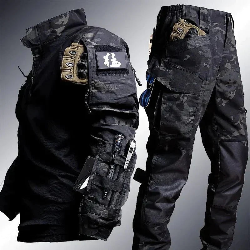 Two-Piece Men's Military Outfit - Logan-Black-S-State of Style