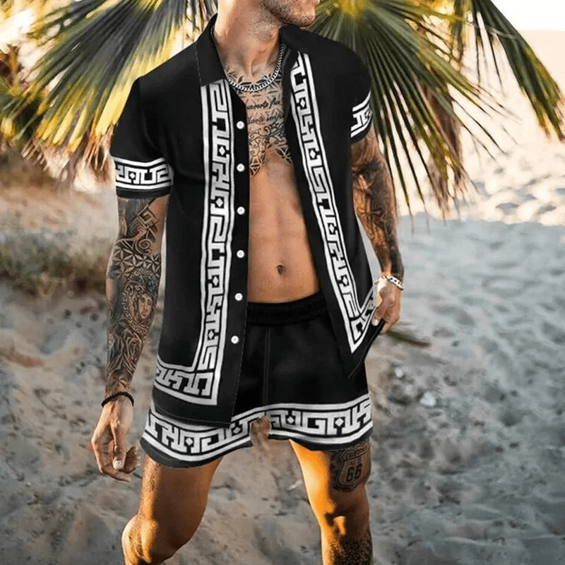 Two-piece men's summer set with patchwork print – Malik-Style 1-M-State of Style