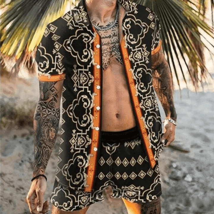 Two-piece men's summer set with patchwork print – Malik-Style 10-M-State of Style