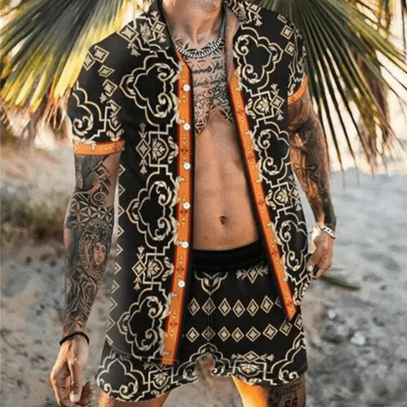 Two-piece men's summer set with patchwork print – Malik-Style 10-M-State of Style