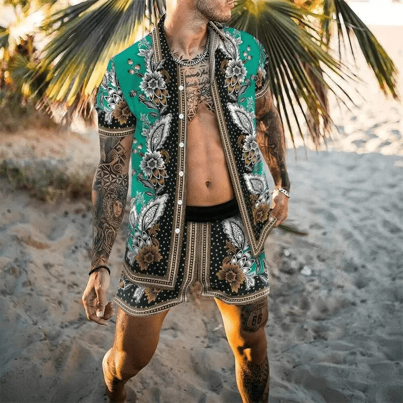 Two-piece men's summer set with patchwork print – Malik-Style 8-M-State of Style