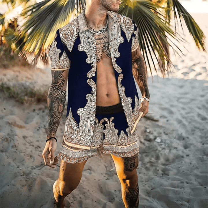 Two-piece men's summer set with patchwork print – Malik-Style 9-M-State of Style