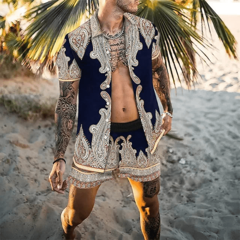 Two-piece men's summer set with patchwork print – Malik-Style 9-M-State of Style