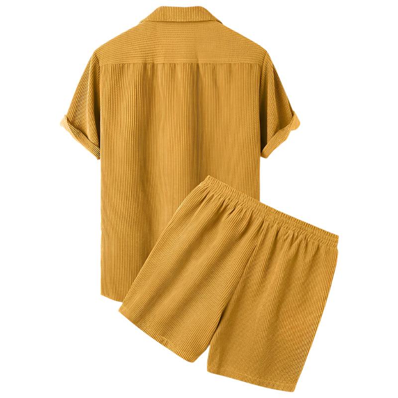 Two-Piece Men's Velvet Summer Set - Fabio-Orange-State of Style
