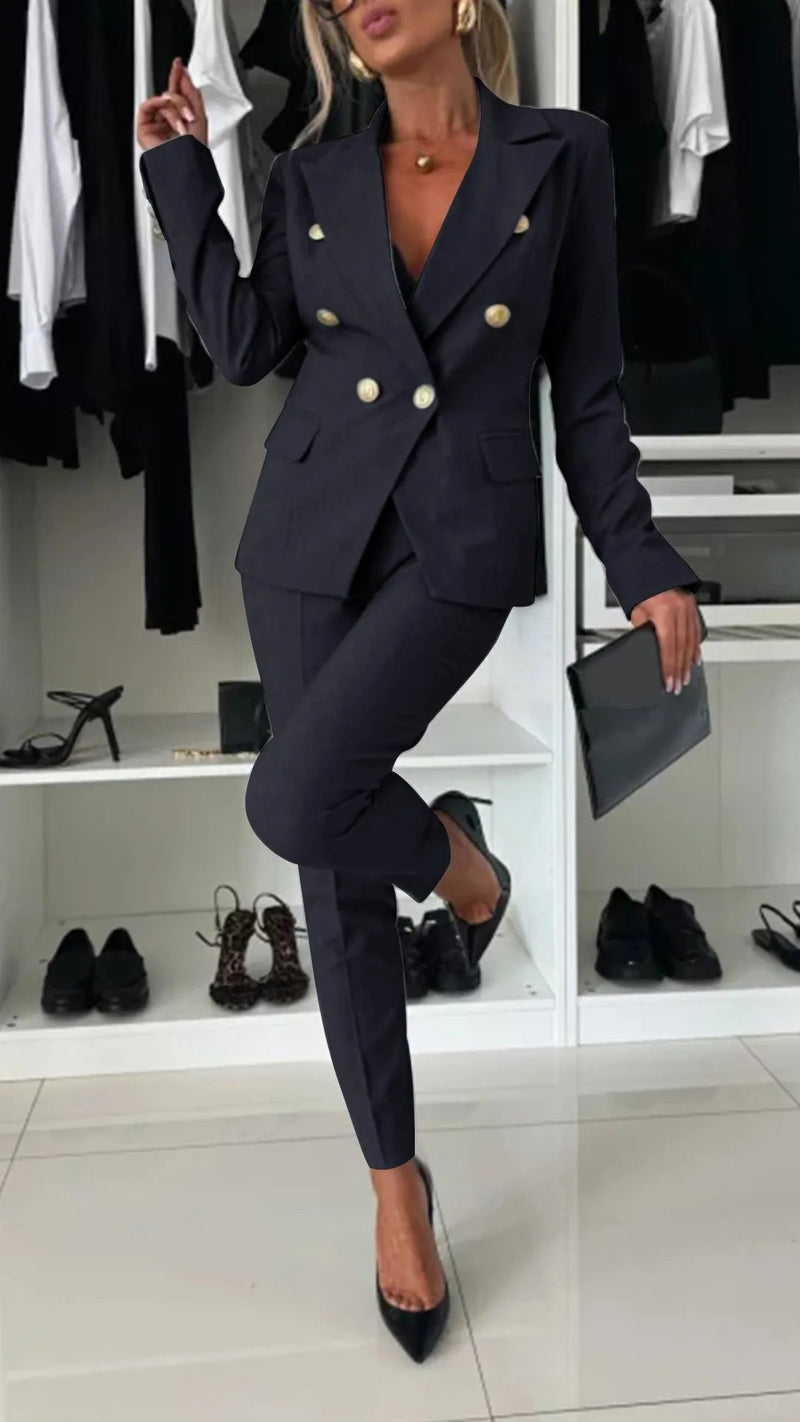 Two-Piece Set for Women – Top and Trousers in Modern Look – Soraya-Black-S-State of Style