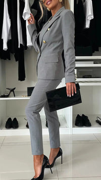 Two-Piece Set for Women – Top and Trousers in Modern Look – Soraya-Grey-S-State of Style