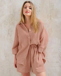 Two-piece summer combo with structure for women – Tabea-Brown-S-State of Style