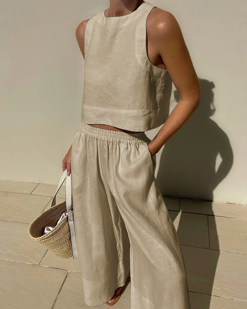 Two-piece women's outfit with skirt & top – Stylish & versatile – Narela-Beige-S-State of Style