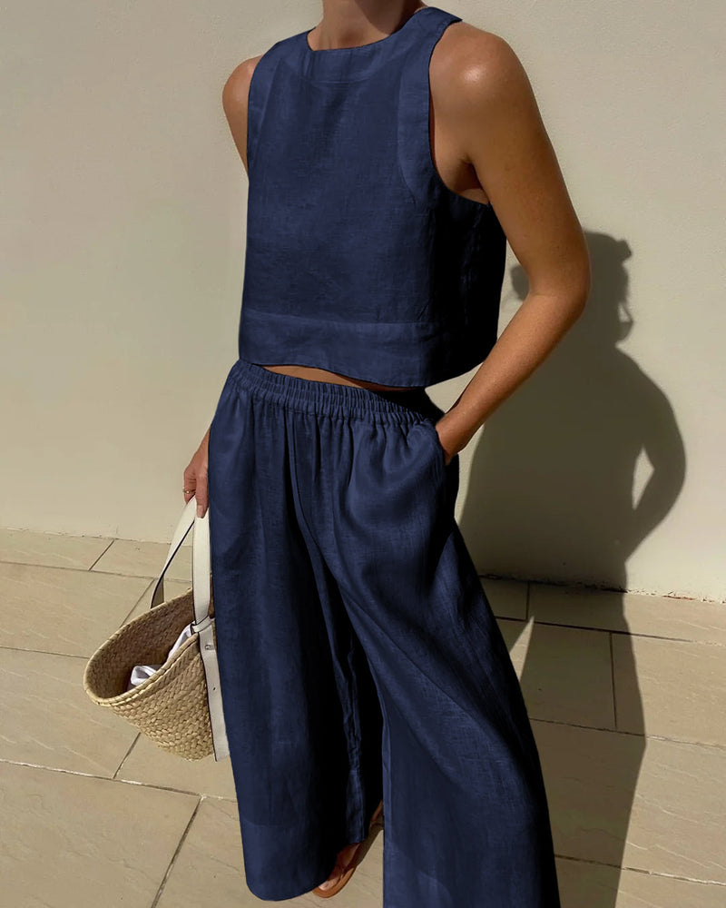 Two-piece women's outfit with skirt & top – Stylish & versatile – Narela-Navy blue-S-State of Style