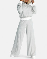 Two-Tone Hoodie Set with Wide Legs - Isabelle-Black-S-State of Style