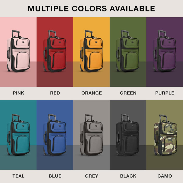 2-Piece Softside Carry-On Luggage Set with Expandable Design and Skate Wheels