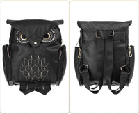 PU Leather Owl Print Backpack for Women – Multi-Pocket Design