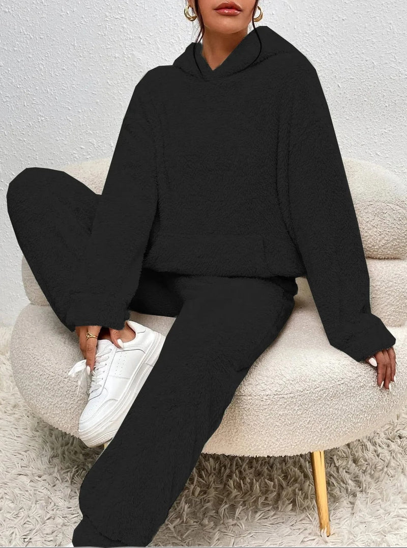 Ultra-Comfortable Teddy Loungewear with Hood - Lana-Black-XS-State of Style