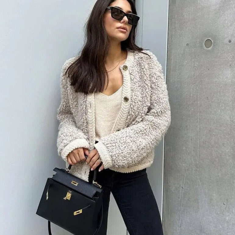 Ultra Soft Cardigan Vest - CozyTeddy-Black-S-State of Style