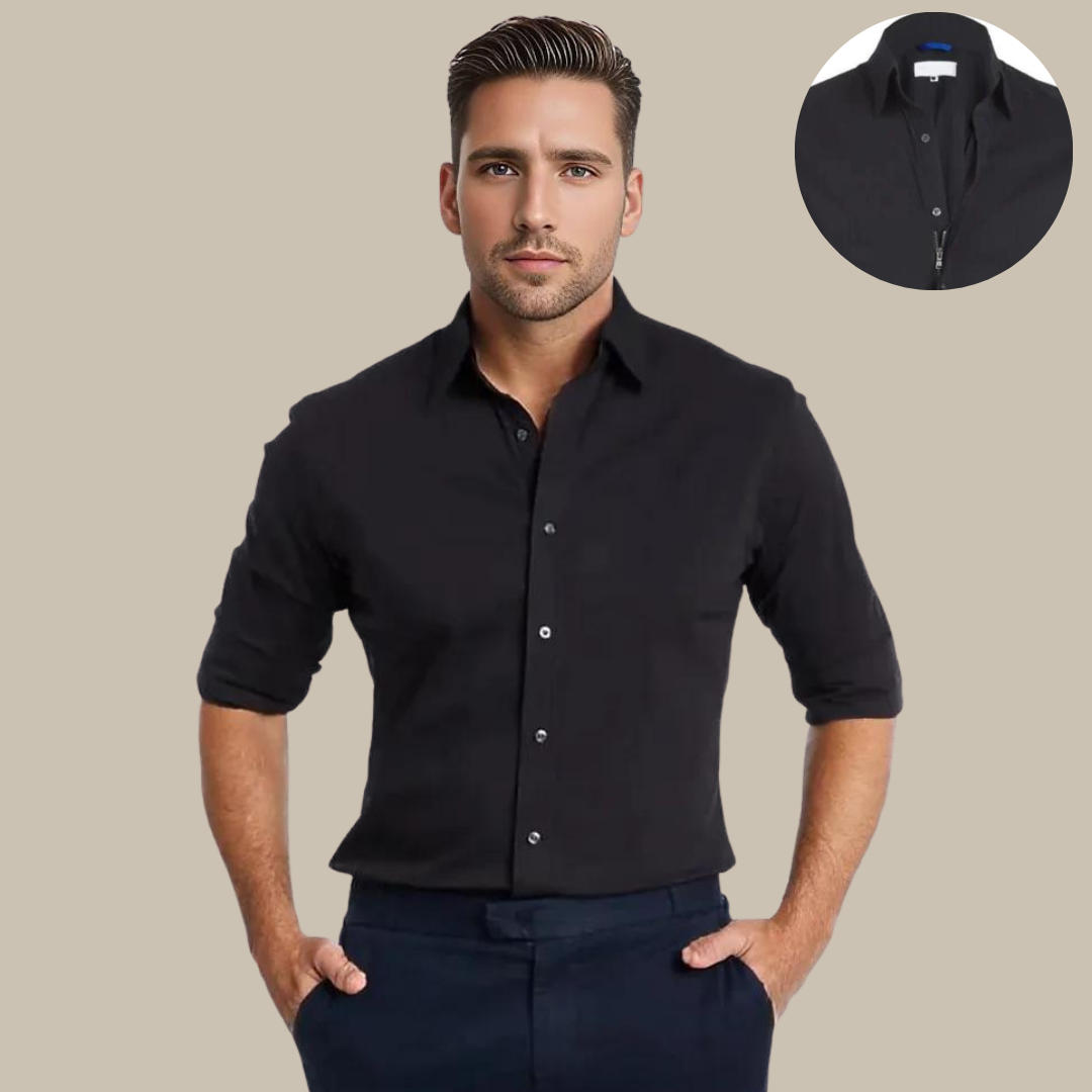UltraFlex Shirt | Crease-Resistant Blouse with Zip-Black-XS-State of Style